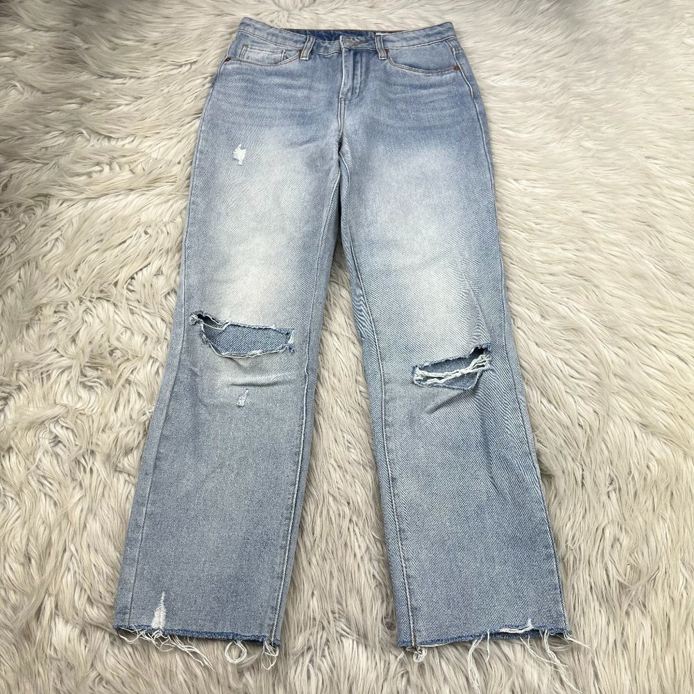 BLANKNYC Women's Light Wash‎ Distressed High Rise Madison Crop Jeans